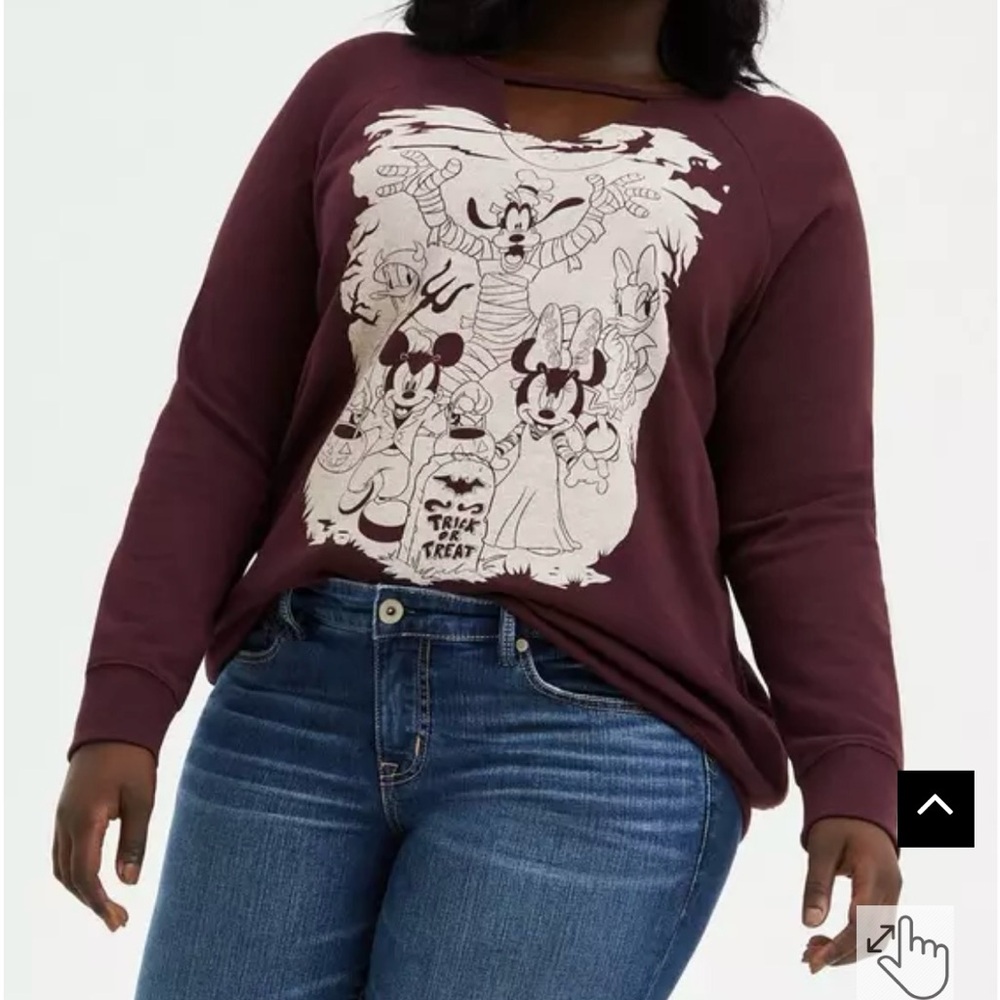 Torrid SZ 0 NEW Disney Mickey & Friends Cut-Out Halloween Sweatshirt